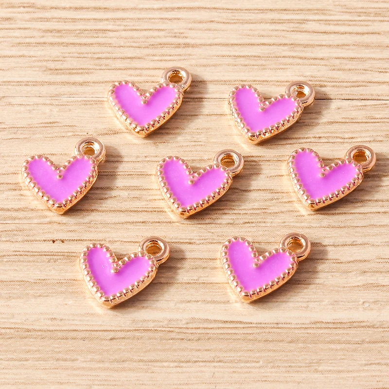 30 stücke 9x9mm süße kleine Emaille Liebe Herz Charms Anhänger für Schmuck machen Tropfen Ohrringe Halsketten Armband DIY Bastel bedarf – Detail 3
