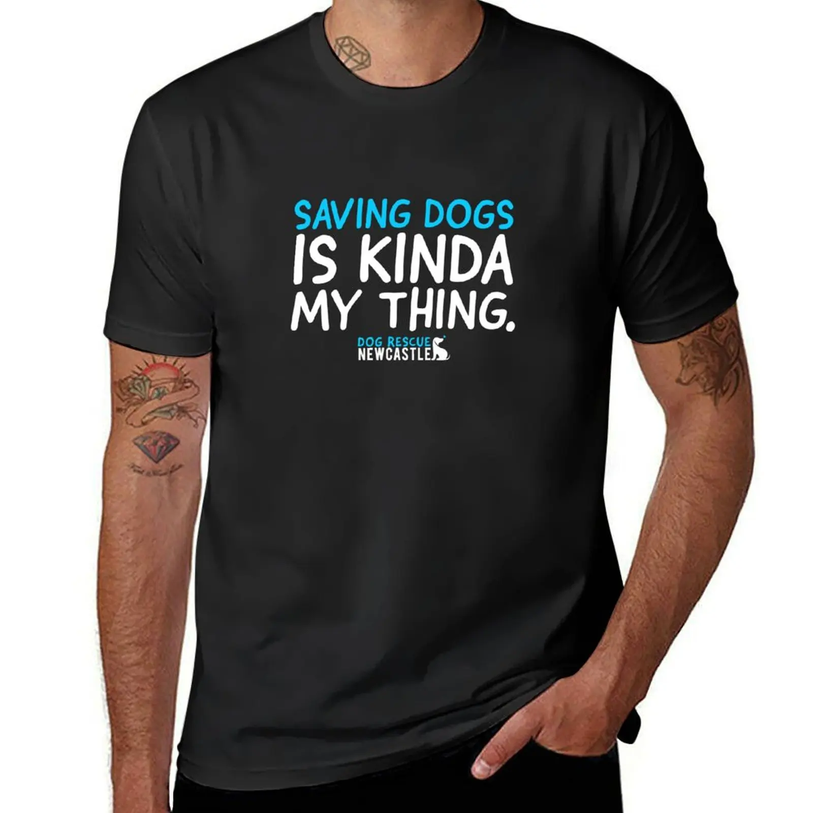 Saving dogs T-Shirt graphics heavyweights customs Short sleeve tee men