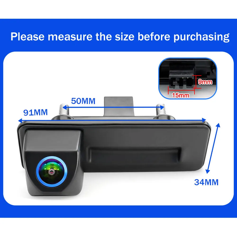 4K 1080P Car Trunk Handle Car Reverse Backup AHD Dynamic Trajectory Cam For VW Skoda Octavia 2 3 A5 Fabio Yeti Superb Audi A1 A3 view 4