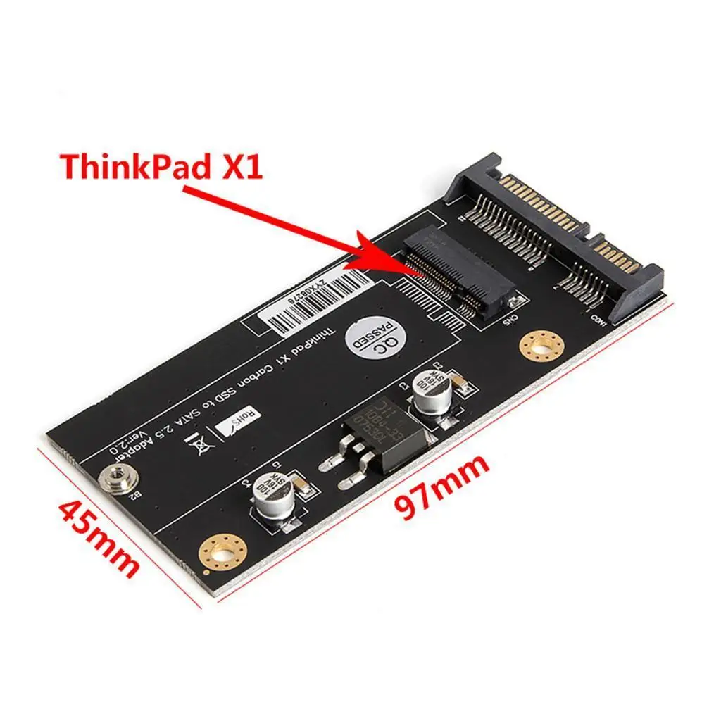 SSD to SATA Adapter Card PCB Material SATA Converter Board for Lenovo Thinkpad X1 Carbon 20+6 Pin SSD Support