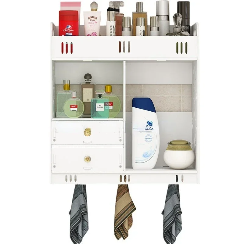 Bathroom Cabinet 38x18x43cm Wall Mounted Bathroom Toilet Furniture Cabinet Wood-Plastic Cupboard Shelf Cosmetic Storage Rack