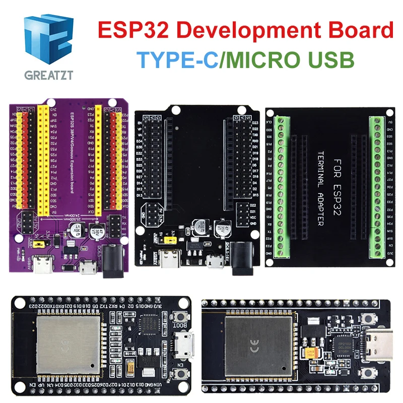 ESP32 Development Board TYPE-C/MICRO USB CP2102 WiFi+Bluetooth Dual Core ESP32-DevKitC-32 ESP-32 Expansion Board 38PINS