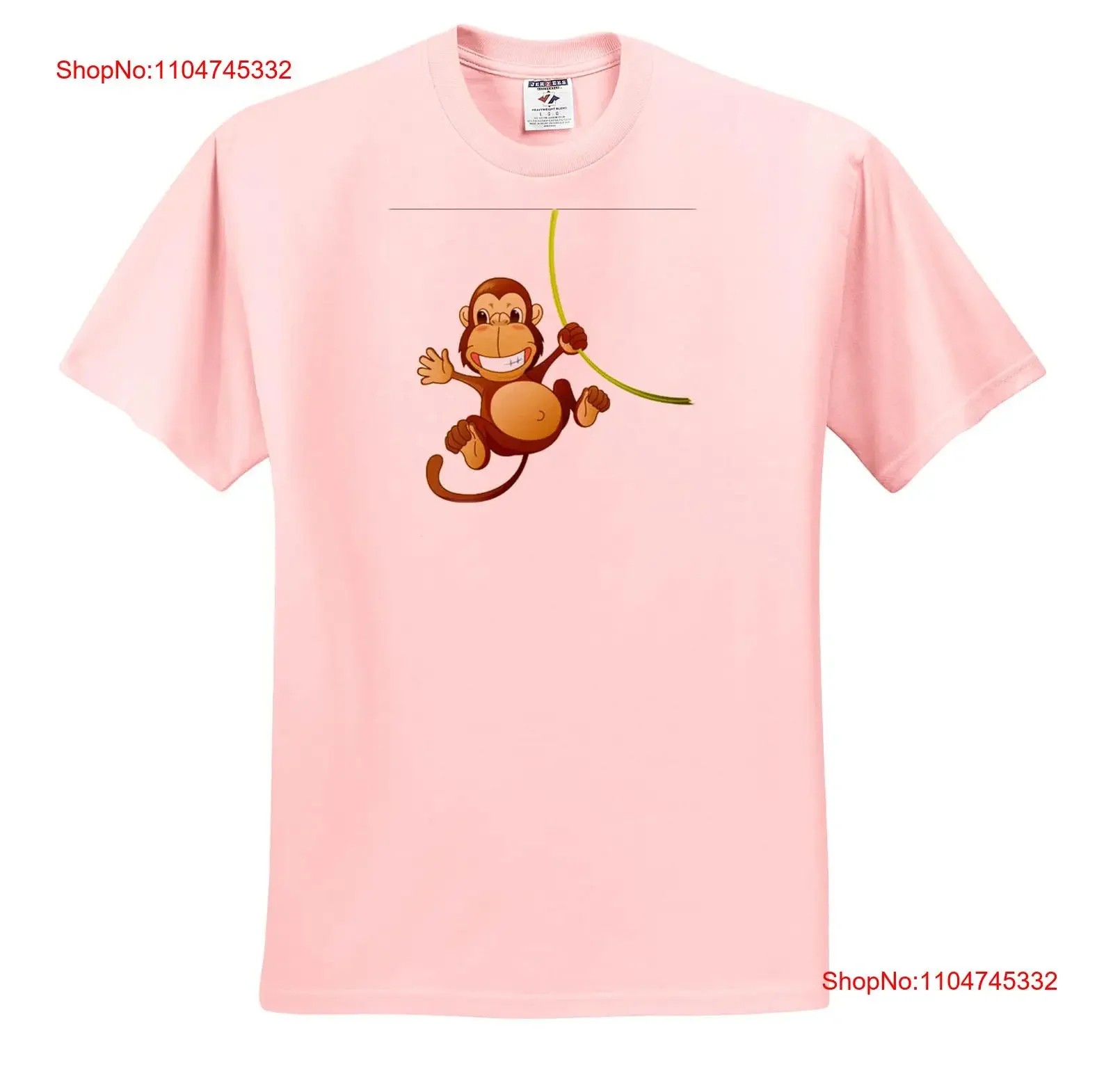 Camiseta 3dRose de mono de dibujos animados en vid verde, camiseta vintage lavada para hombre, Top estirado versátil para uso diario, gráfico de moda