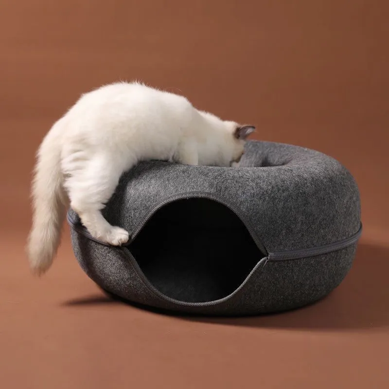 Ciambella Cat Bed Tunnel interattivo Pet feltro giocattoli per interni gatti House Kitten Training Toy Cat Kennel animali domestici forniture