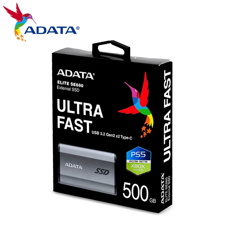 Imagem -06 - Adata-elite Se880 Ssd Externo Unidade de Estado Sólido de Alta Velocidade Mini Disco Rígido Portátil 1tb 500gb Pssd Usb 3.2 Tipo-c Original