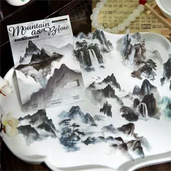 10pcs/1lot Kawaii Scrapbook Stickers the mountains and rivers remain the same Junk Journal Gold Planner Stationery Decorative