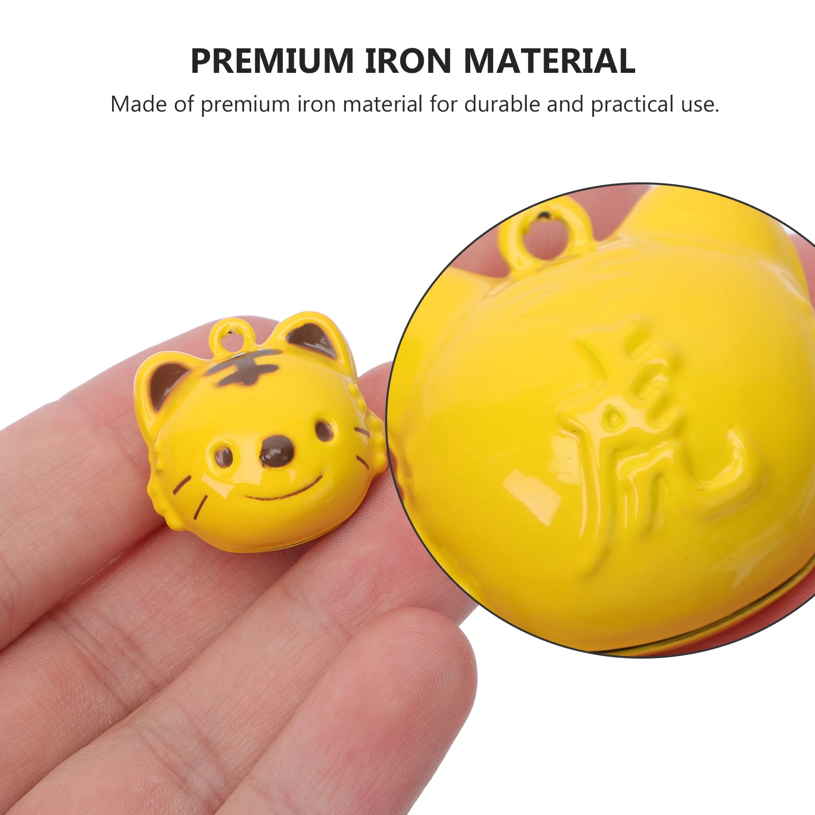 

5pcs Iron Cartoon DIY Tiger Shape Bell Bell Pendants Jewelry Supplies Keychain Accessory Home Keychain Accessory Decor