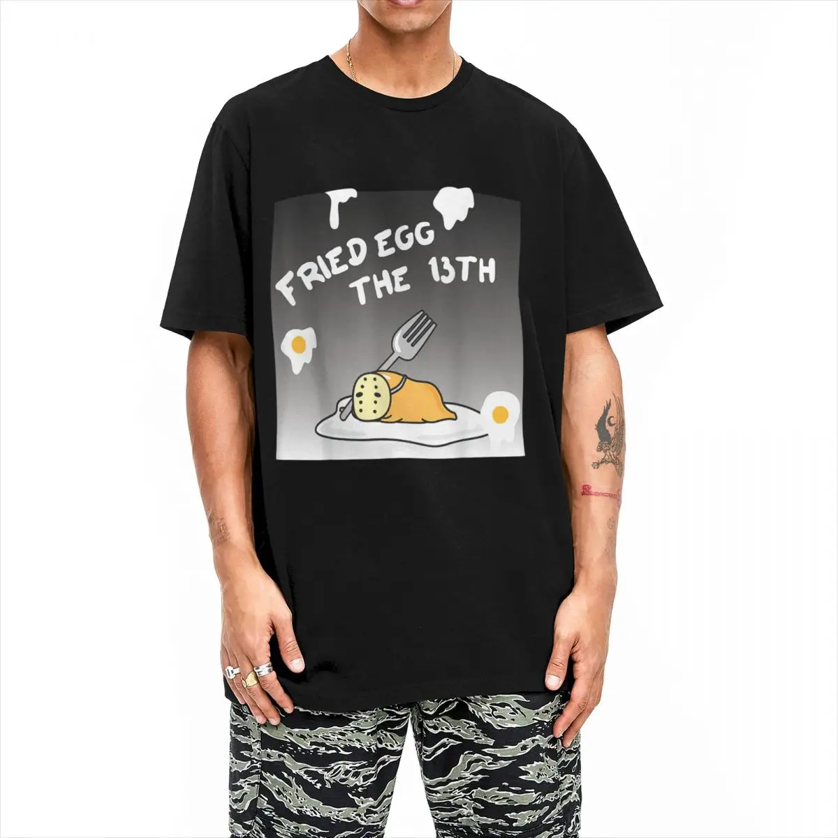 Gudetama Fried Egg The 13th Halloween Men Women T Shirt Funny Tees Short Sleeve Crew Neck T-Shirt Cotton Birthday Gift Clothes