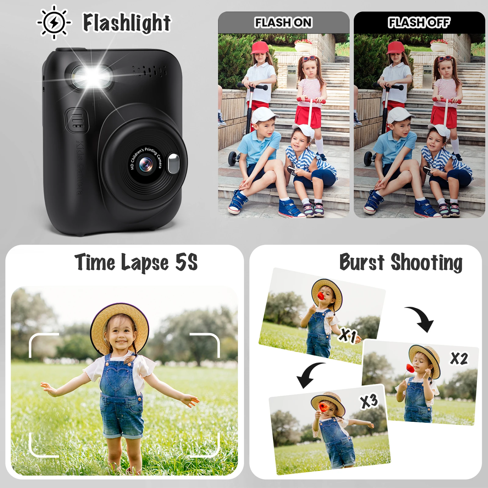 เด็กพิมพ์กล้องดิจิตอลกล้องของเล่นสําหรับ Toddle 1080P กล้องเซลฟี่ 32G ของขวัญสําหรับเด็ก