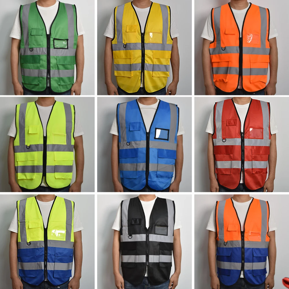 High Visibility Reflective Safety Vest Personalized Multiple Pockets Construction Workers Safety Working Clothes Security Vest