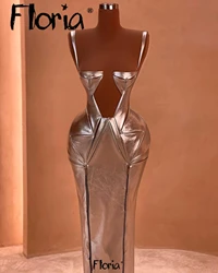 New Summer Cocktail Dresses Strap Clubwear Solid Sliver Long Dress Slim Lady Clothing Streetwear Party Gowns Homecoming Dress