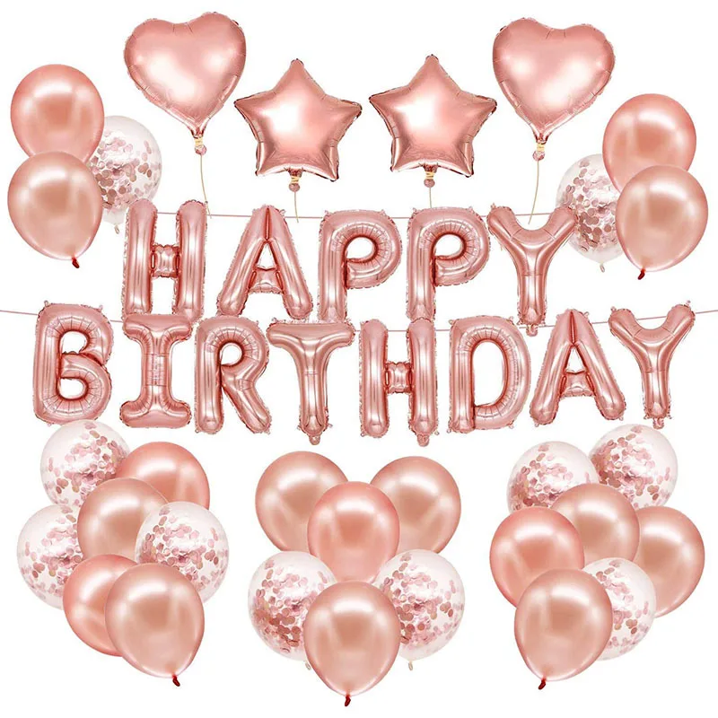 

Воздушный шар на день рождения, розовое золото, твердый латексный воздушный шар на день рождения, украшение на вечеринку для девочек, воздушный шар