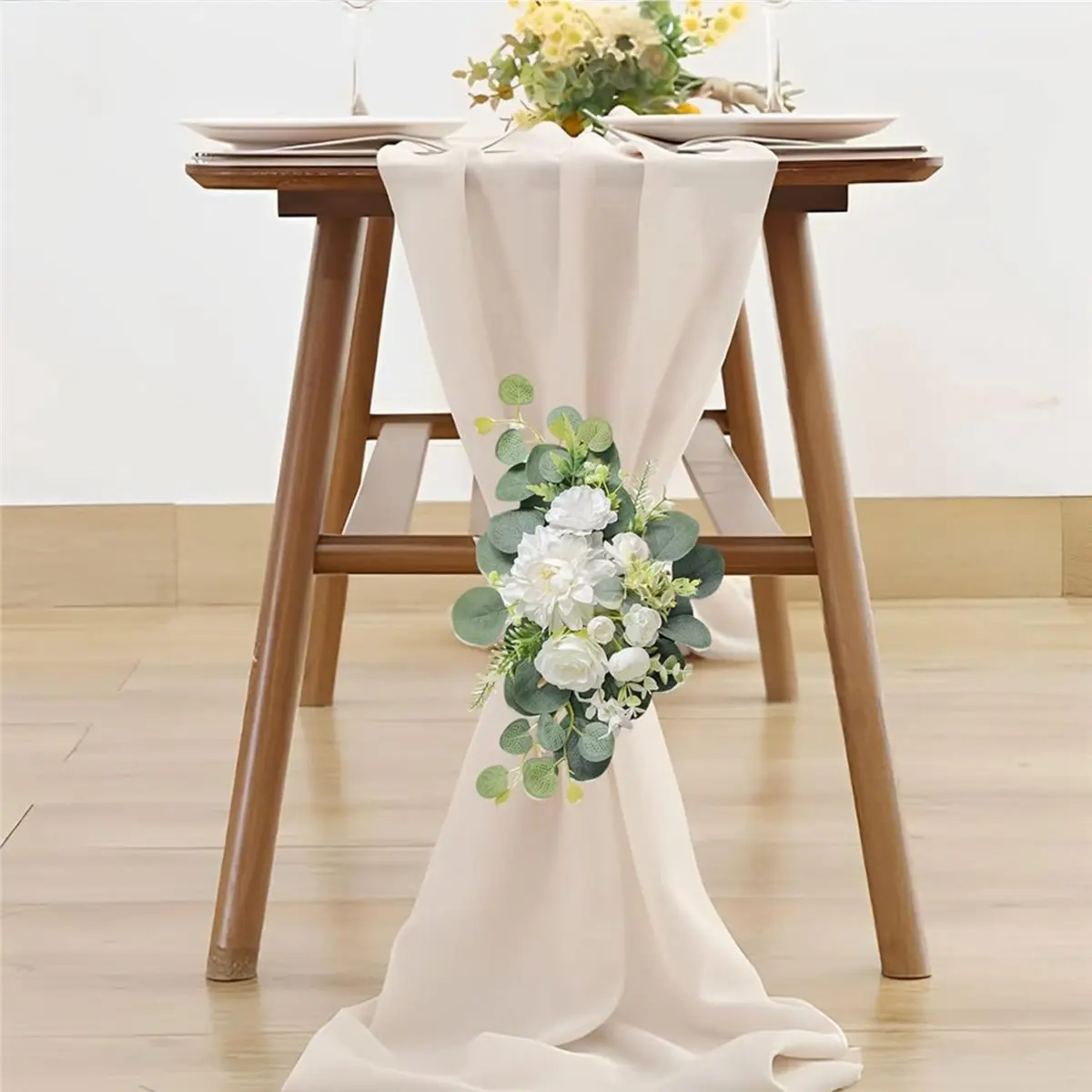 Big Discount 2 Pcs Artificial Wedding Arch Flowers for Wedding Sign, for Welcome Ceremony Sign,Faux Floral Swags, White