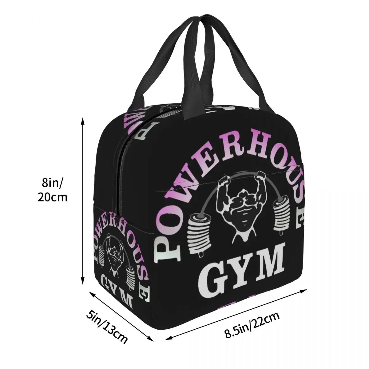 Powerhouse Gym Logo Thermal Insulated Lunch Bag Women Bodybuilding Fitness Portable Lunch Container Travel Storage Food Box