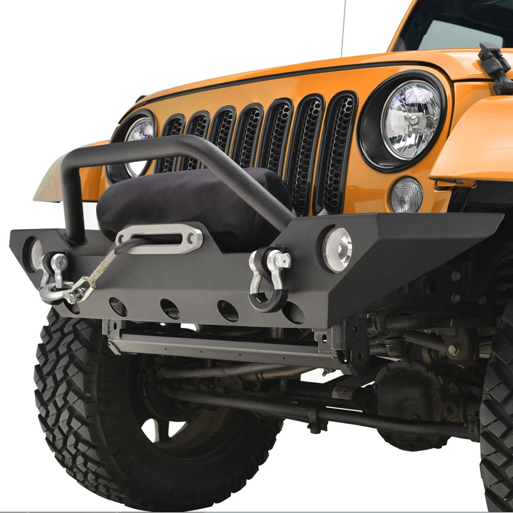 Wholesale business factory price front bumper for Jeep wrangler JK JL JLU off-road car accessorieswith sensor holes with LED