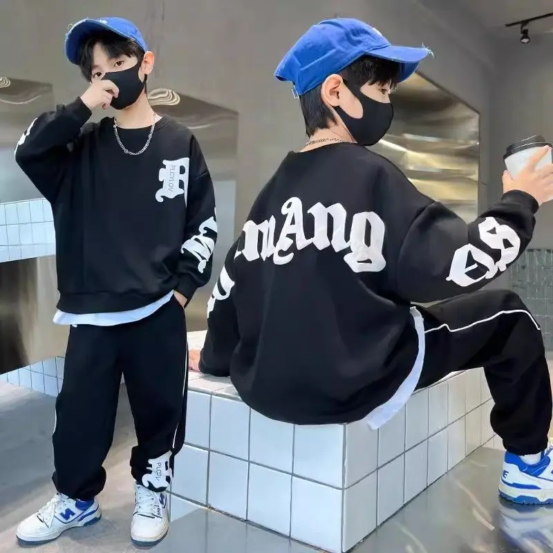 2pcs Children's Clothing Boys' Sets Spring and Autumn Clothes Set 2024 New Cool and Handsome Casual Kids Hoodie Two-piece Set image 2
