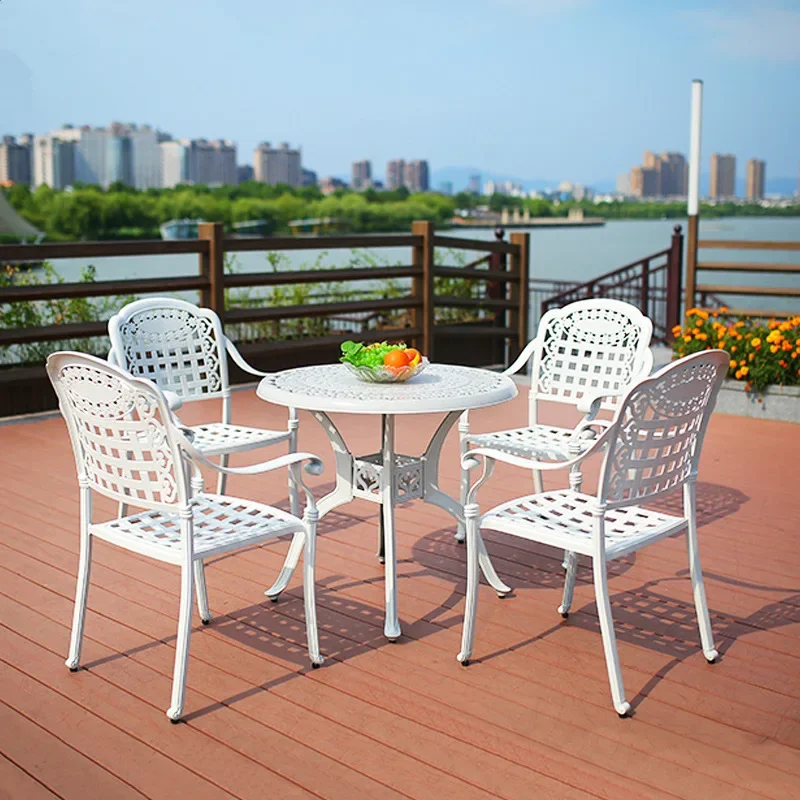 

Outdoor cast aluminum table and chair combination balcony courtyard leisure table B & B outdoor terrace service area garden fur