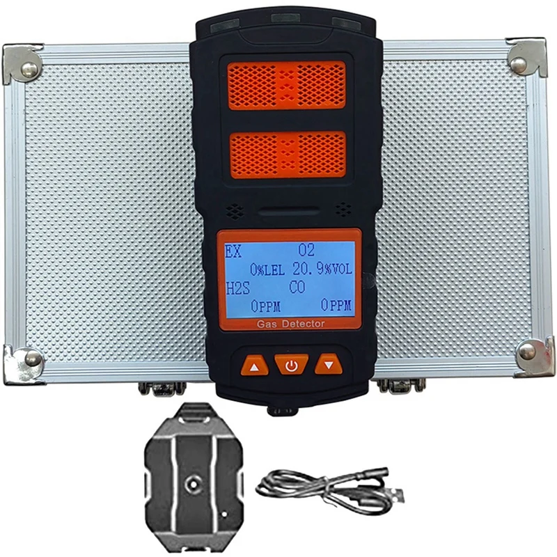 4 In 1 Air Monitor, Rechargeable Detector Air Quality Tester, High Accuracy Sound Light Vibration Alarm LCD Display