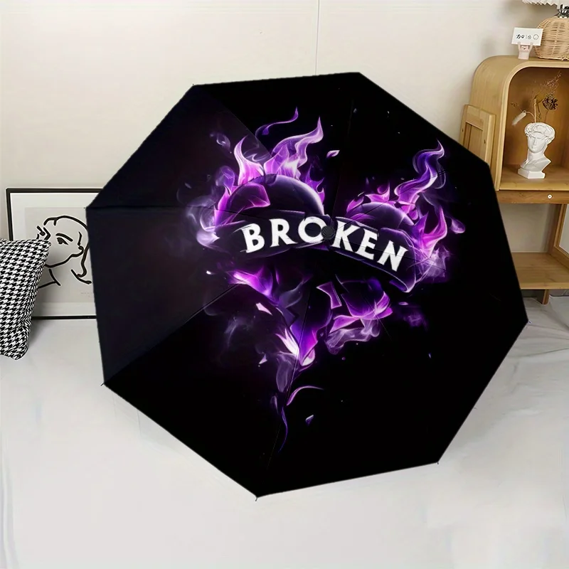 

Зонт Love & Fire, 1 шт. – легкий, портативный, с 8-спицевой железной рамой, автоматическим открыванием, компактный дизайн, яркий фиолетово-черный цвет.