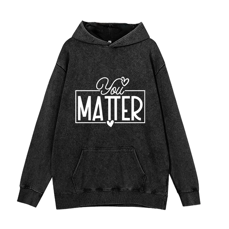 Men's and women's black hooded sweatshirt with 