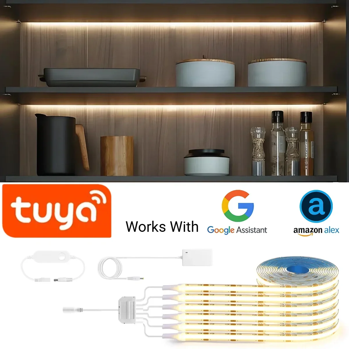 Smart TUYA COB LED Strip 2-6PCS Group Lighting Work With Alexa Google Assistant App Voice Control For Home Lighting Decoration