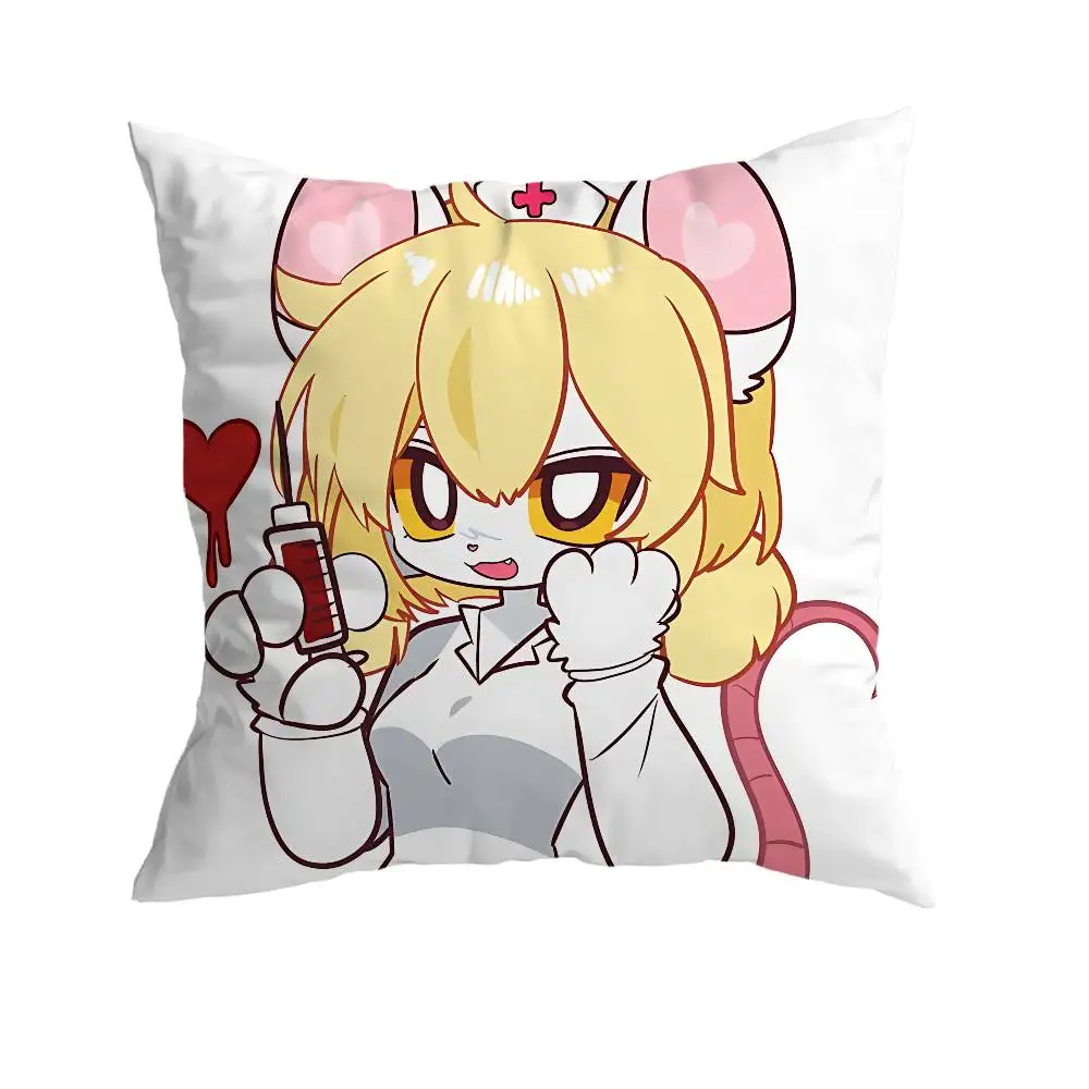 terrible mouse lorna  Pillow Case Anti-dustmite Pillowcase Invisible zipper silky short plush Sofa cushion cover