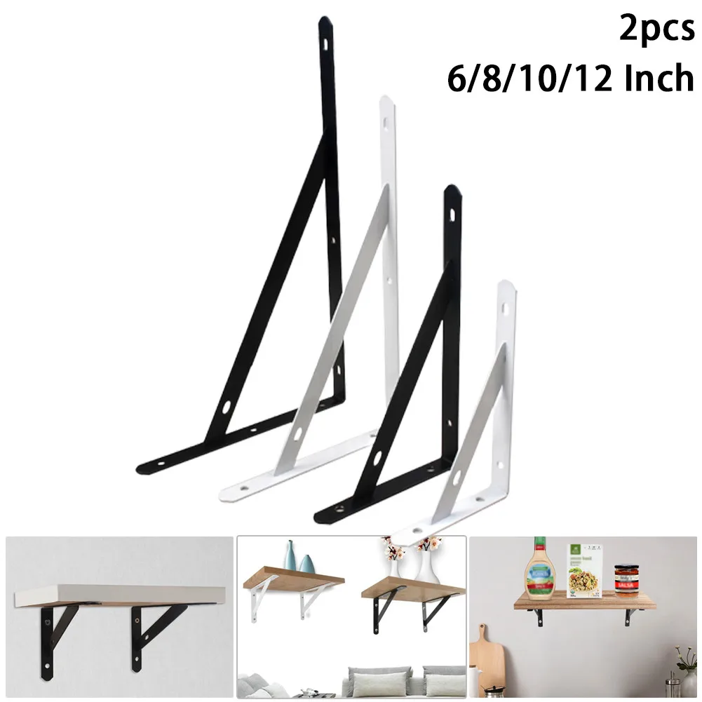 2x Metal Shelf Bracket L Shape Thickened Corner Brace Shelf Right Angle Bracket Tripod Wall Shelf Supporting Fixing Partitions image 2