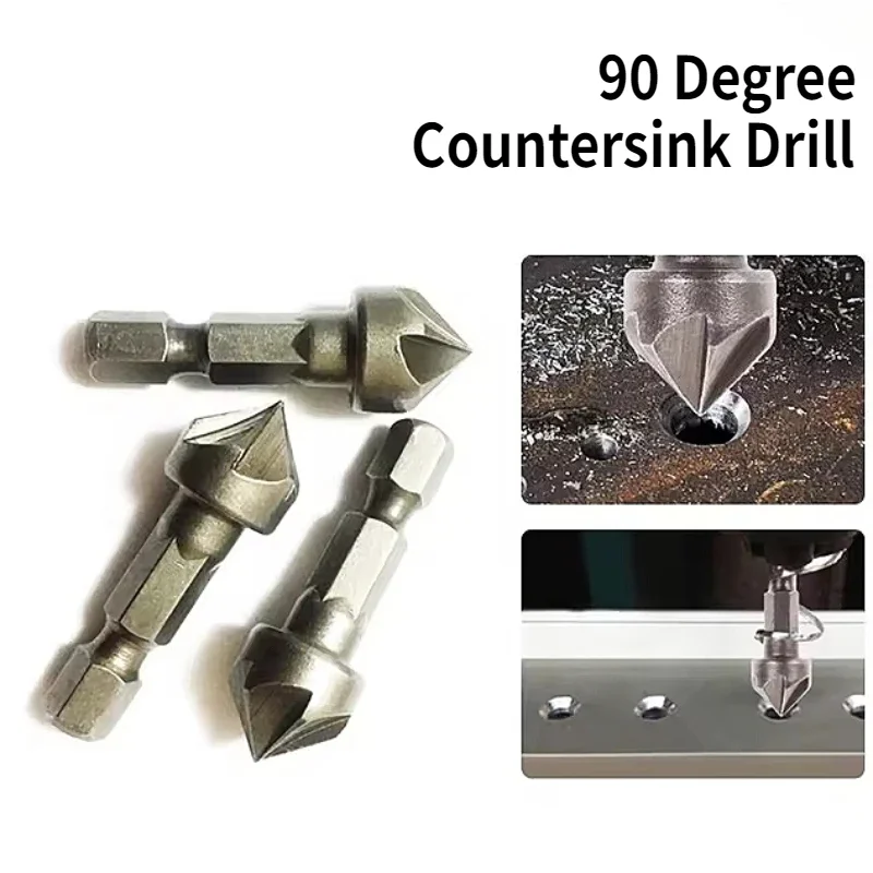 

Сверло для снятия фаски Экспертно изготовленное HCS с шестигранной ручкой, 6 канавок, сверла для снятия фаски, упаковка из 3 инструментов для снятия фаски