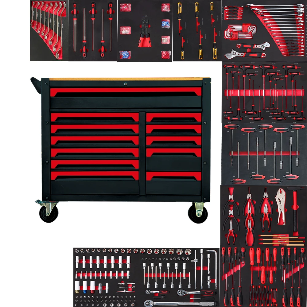 12-Drawer Rolling Steel Furniture Tool Cabinet Workshop Workbench 471PCS Tools For Car Auto Repair Mechanic Customized OEM