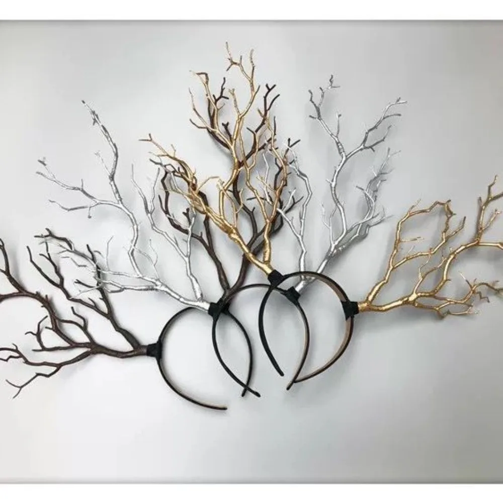 

Tree Branches Headbands Deer Antler Hairband Elk Horn Hair Wreath Fairy Headpiece for Halloween Christmas Party