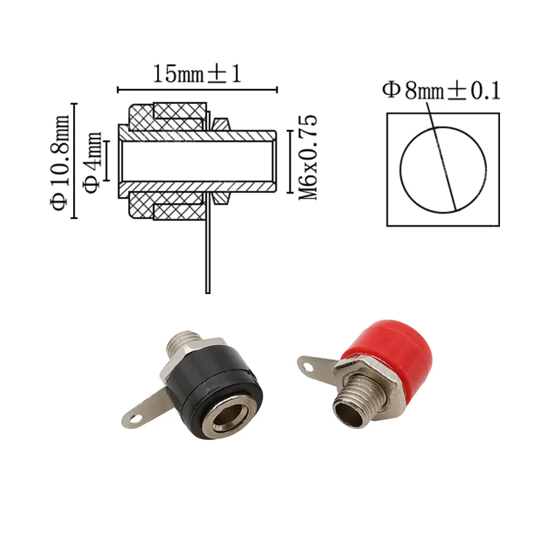 50Pcs/lot 4mm Binding Post Banana Test Connector 4mm Banana Female Socket Plug Terminals DIY Adapter Red Black Green Yellow Blue