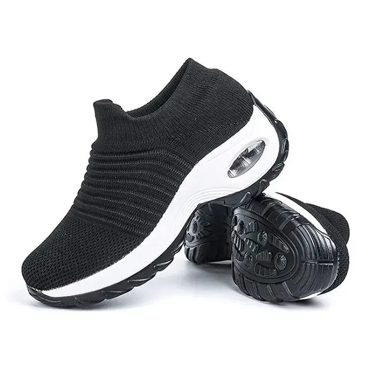 Ladies Sneakers  Casual Shoes Mesh Round Shap Air Cushion Color Matching Breathable Non Slip Women Flat  Large Size 44 image 2