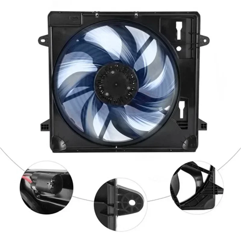Conjunto de ventilador de refrigeración del radiador Compatible con Wrangler 2012-2017 reemplaza 68143894AB