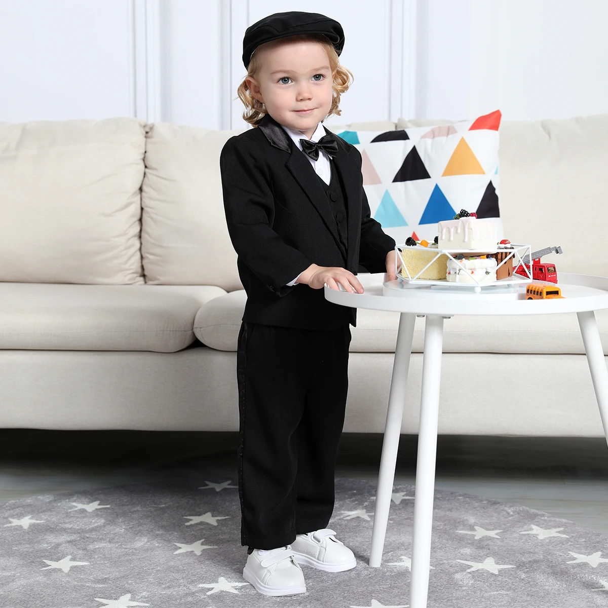 Baby Suit Toddler Tuxedo Infant Boy Tux Formal Wedding Birthday Gentleman Dress Ring Bearer Outfit Black 6 Months to 3 Years