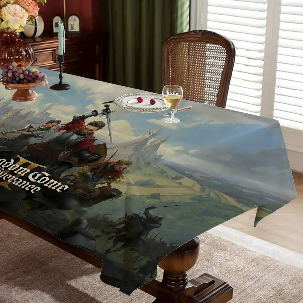 لعبة Kingdom Come D-Deliveryance مفارش المائدة المنزلية لتزيين الطعام وإكسسوارات الطاولة المستطيلة قماش مقاوم للماء مضاد للبقع #2