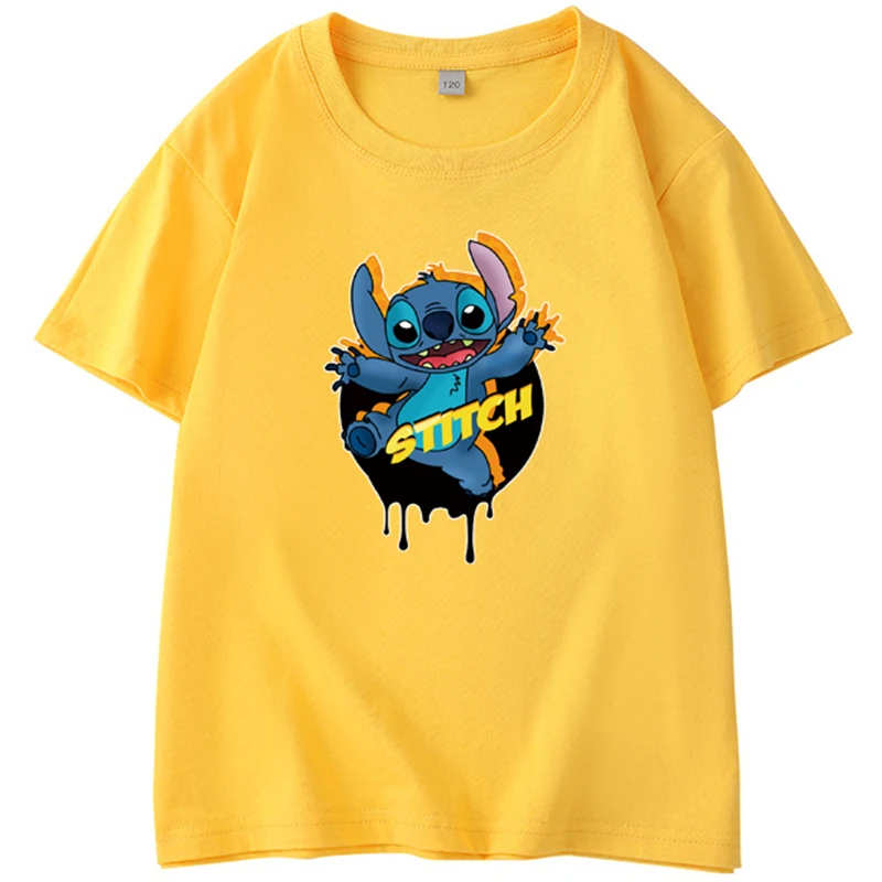 Fashion Summer Children's Cartoon Cotton Boys and Girls Anime Casual T-shirts Round Neck Short Sleeve Print Pattern