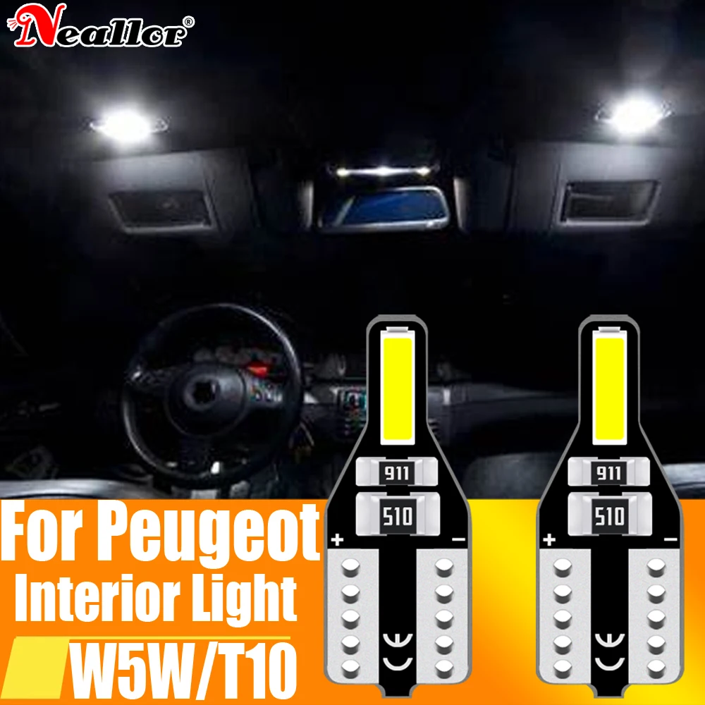 10pcs W5W T10 Led Canbus Interior Car Lights For Vehicles Reading Lamp Bulbs On Cars 12v For Peugeot 307 206 207 208 308 3008 SW