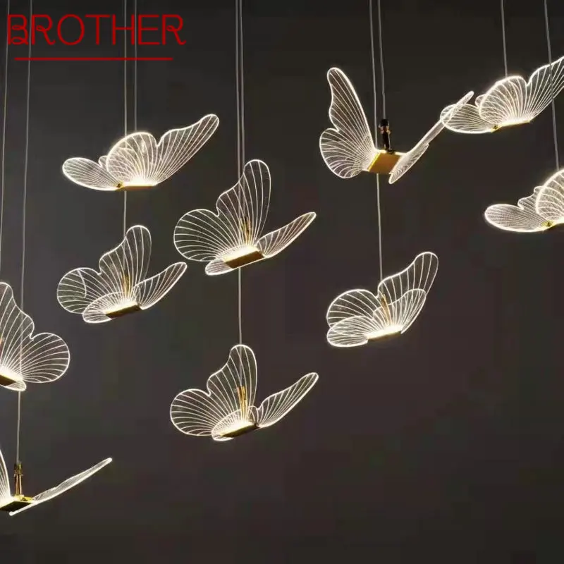 Lámparas de ambiente de paisaje moderno para el hogar, cadena de luz LED para decoración de boda, mariposa de interior, BROTHER