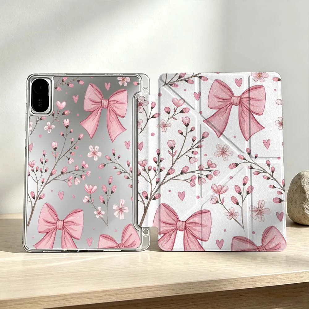 

Beautiful Bow Floral Pattern For Xiaomi Mi Pad 8 7 6 5 Pro Redmi Pad SE 2 Poco Pad Foldable 3Y Tablet Case Soft