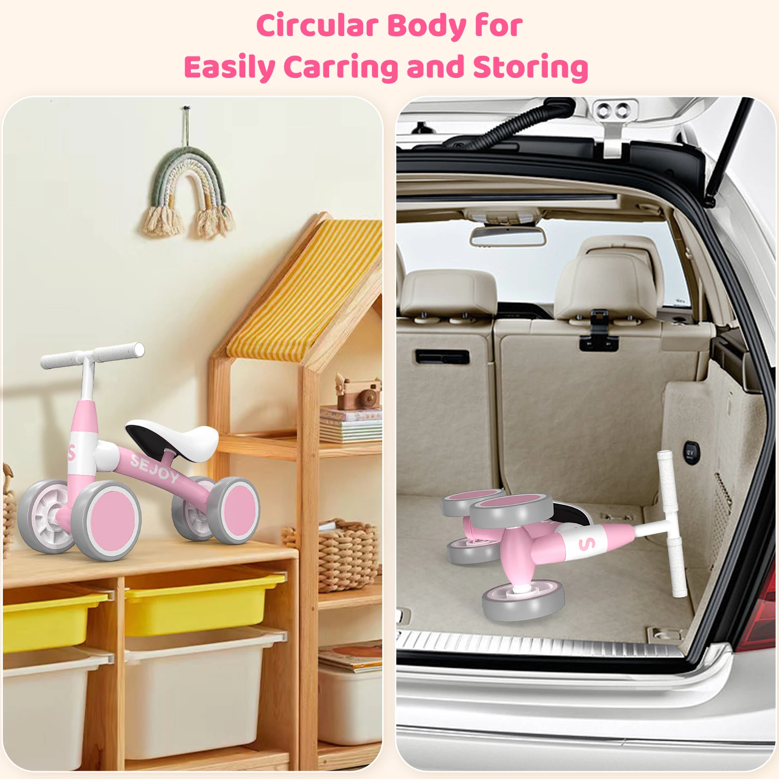 لعبة ركوب الأطفال الصغار من سيجوي، دراجة توازن للأطفال بعمر 12-36 شهرًا، دراجة أولى للأطفال الصغار، هدايا عيد الميلاد للأولاد والبنات، أخضر/وردي