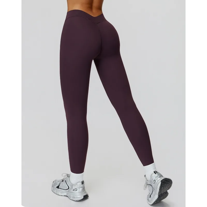 Rettifica pantaloni da yoga a vita alta attillati a forma di V pantaloni sportivi in vita posteriore da corsa all'aperto ciclismo abbigliamento fitness