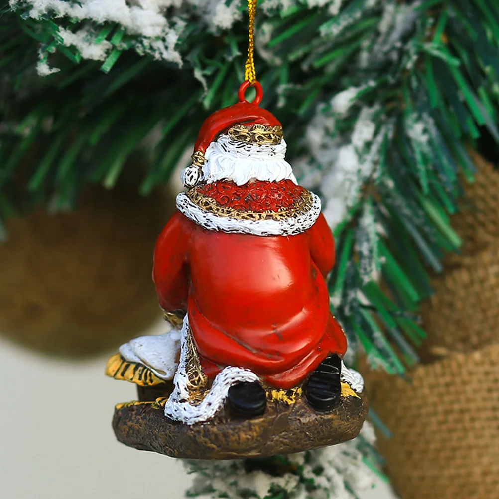 Santa Pendant Decoration Figure Resin Craft Holding Baby Christmas Desktop Adornment with Xmas Gifts for Stocking Stuffers