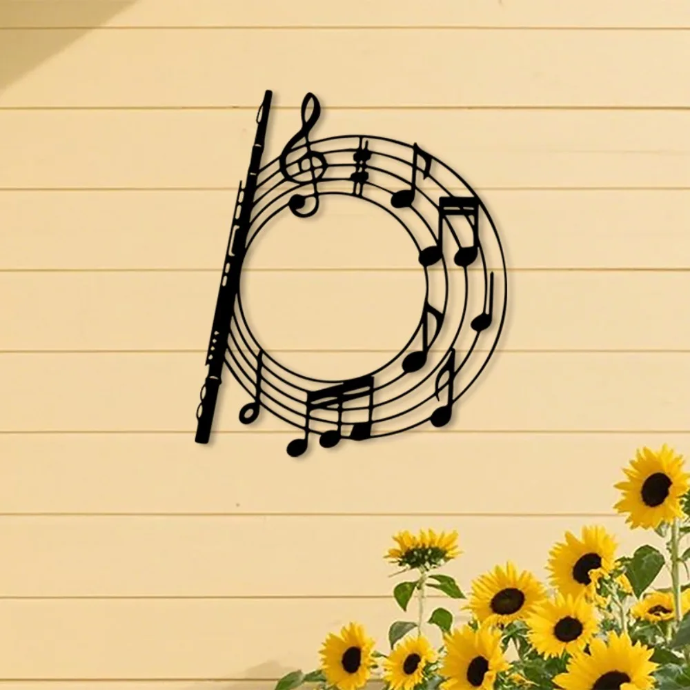 CIFBUY Metal Wall Art Flute Sculpture Musical Instrument Iron Hanging Decor For Music Room Living Room Gallery