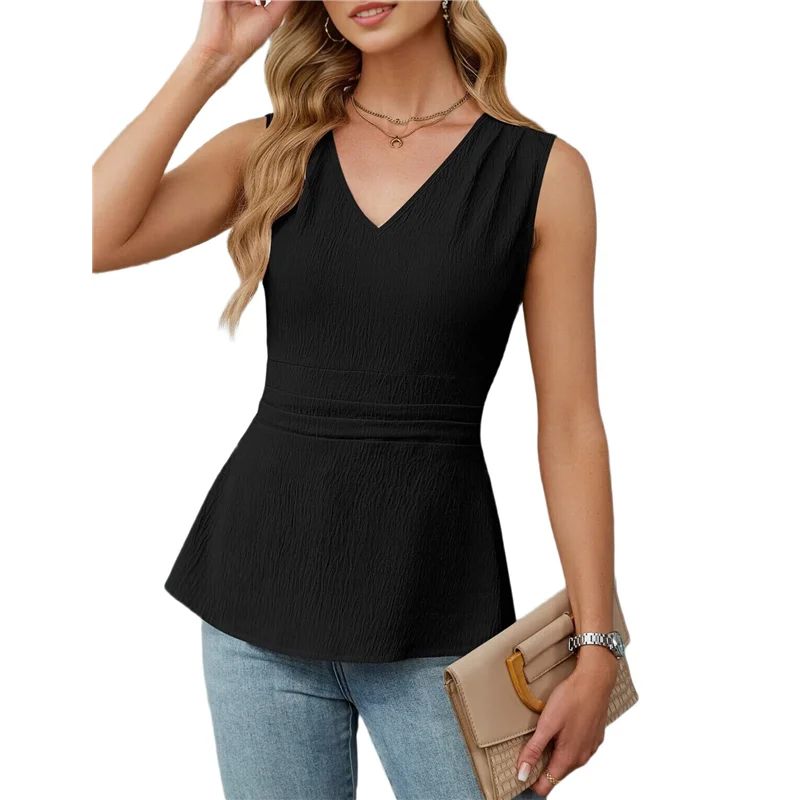 

ABRT-Women's Summer Tank Tops Dressy Casual Blouses Business Work Outfits Sleeveless Peplum Shirts
