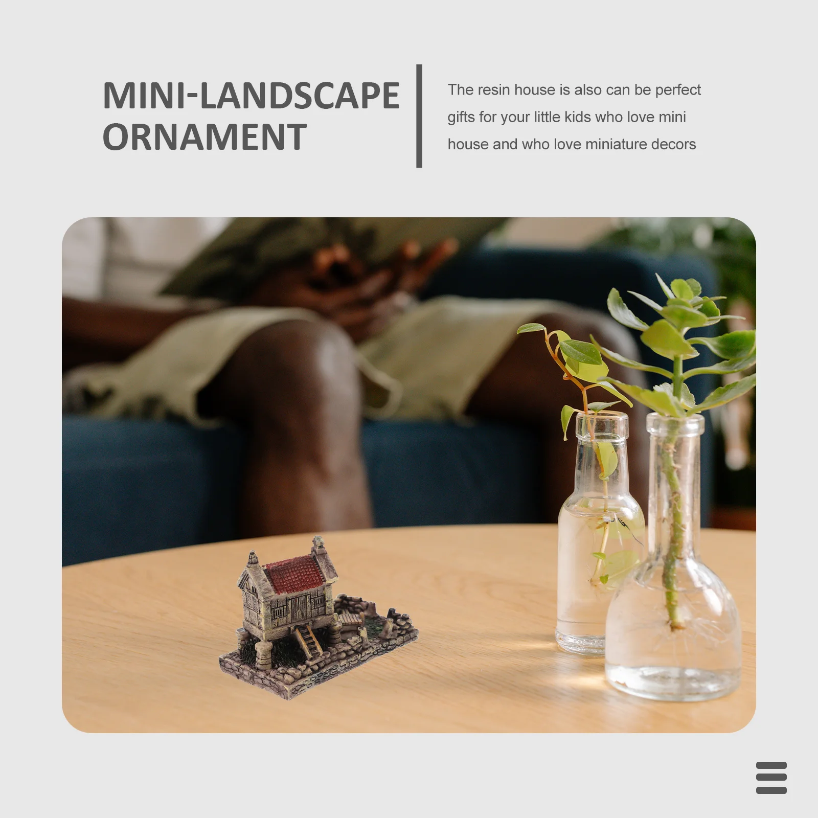Mini casa de resina, cabaña, microadornos decorativos para paisajismo, casa pequeña creativa, decoración de jardín, artesanía en miniatura de resina para escritorio