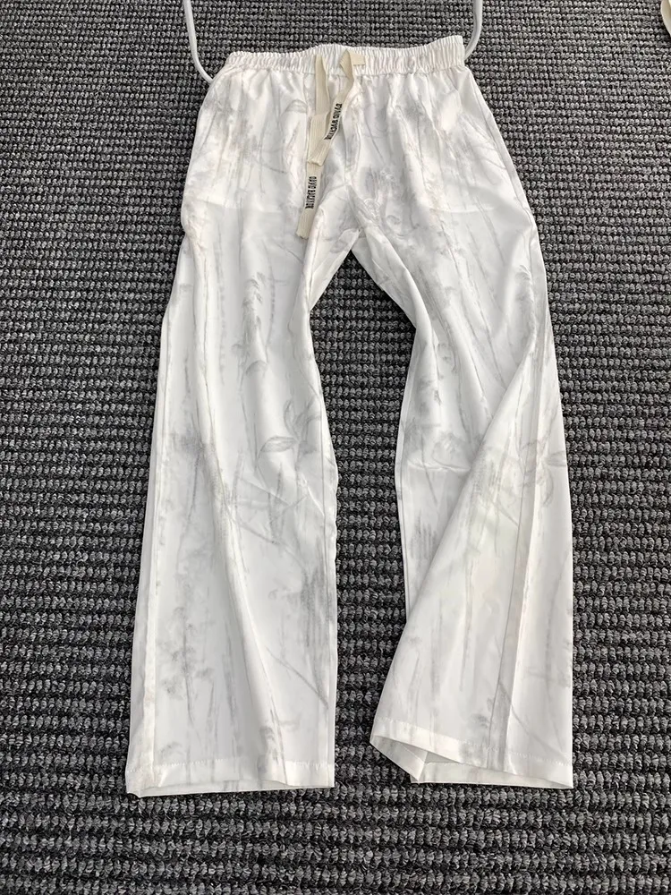 

New Chinese Sle Ice Silk Men's Summer Thin Straight Leg Wide Leg Casual Long Pants Loose Fit Comfortable Breathable Faion...