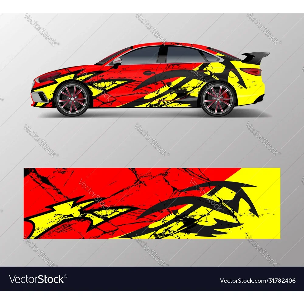 Lightning Stripe Car Full Wrap Sticker Car Decal Decorative Cut Body Racing Graphic Decal Vinyl Wrap Modern Design Red Retro