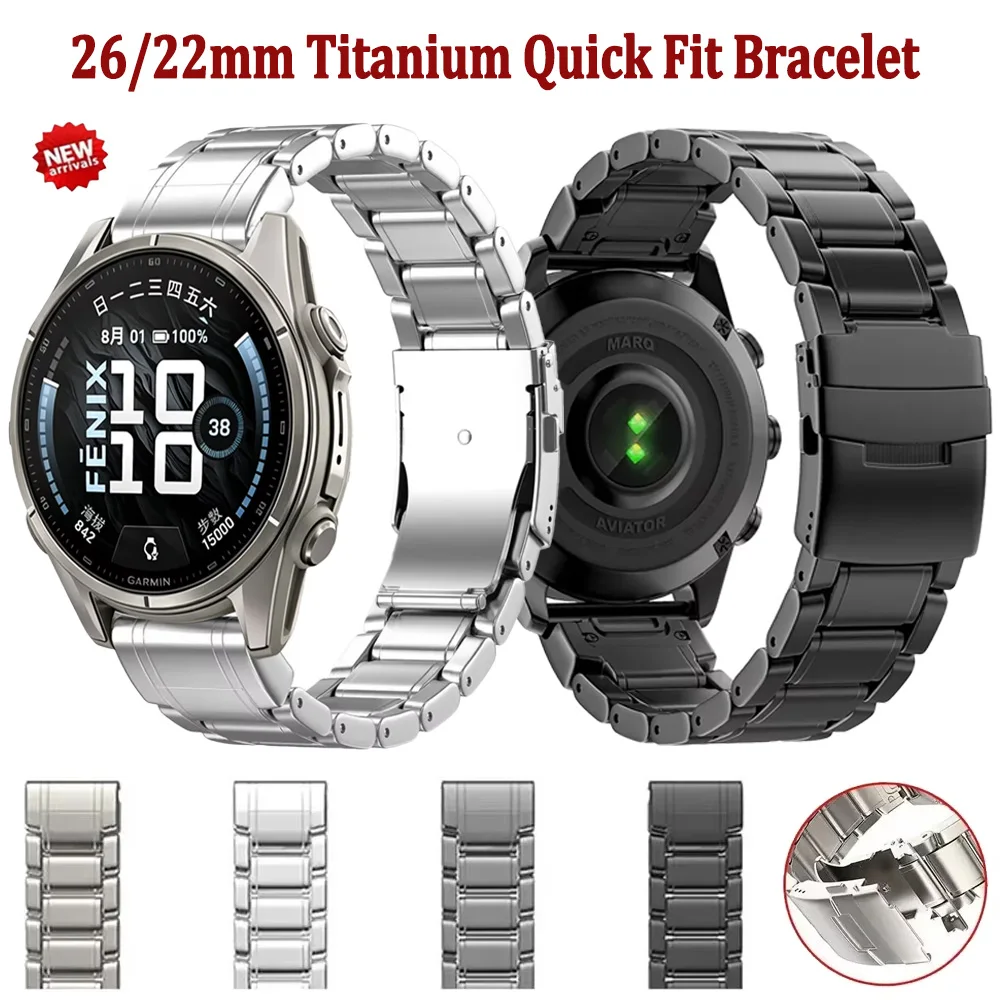 26/22mm Titanium Quick Fit Bracelet For Garmin Fenix 9 9 Pro/8 51/47mm Alloy Replacement Comfortable Band Garmin Tactix 8 Correa