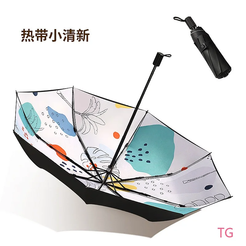 Double Layer Sun Umbrella UPF50+ UV Protection Titanium Silver Coated Folding Black Cooling Umbrella