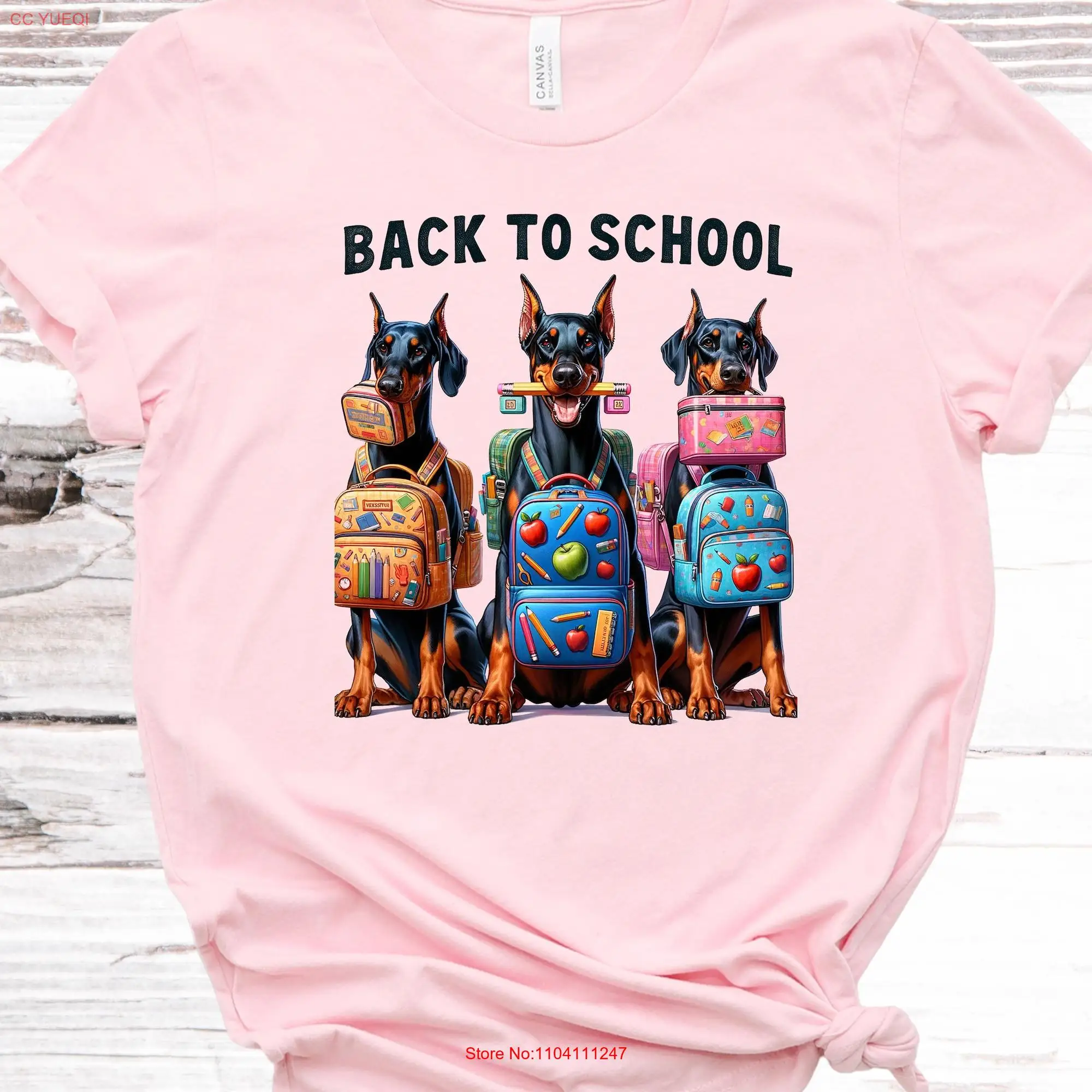 Funny Doberman Dog T Shirt with Back to School Theme Days of for Mom Owner Lover SweaT long or short sleeves